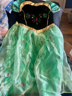 Girls Disney Frozen Princess Anna Dress with Velvet and Tulle with Glitter
